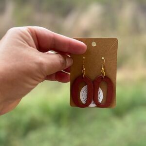 Brown Oval handmade clay Earrings Dangle Drop Geometric Earrings Fashion Jewelry